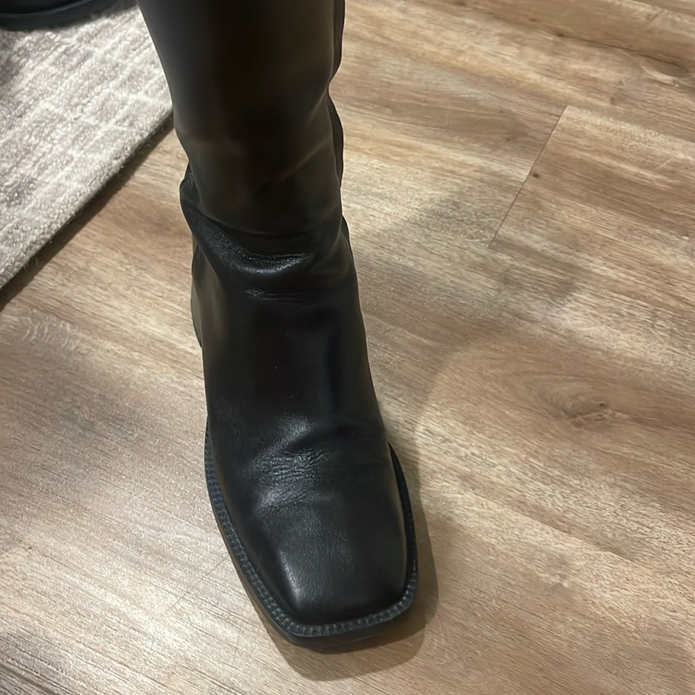 Limited Edition Zara Squared Heel Ankle Leather Boots - Picture 3 of 8